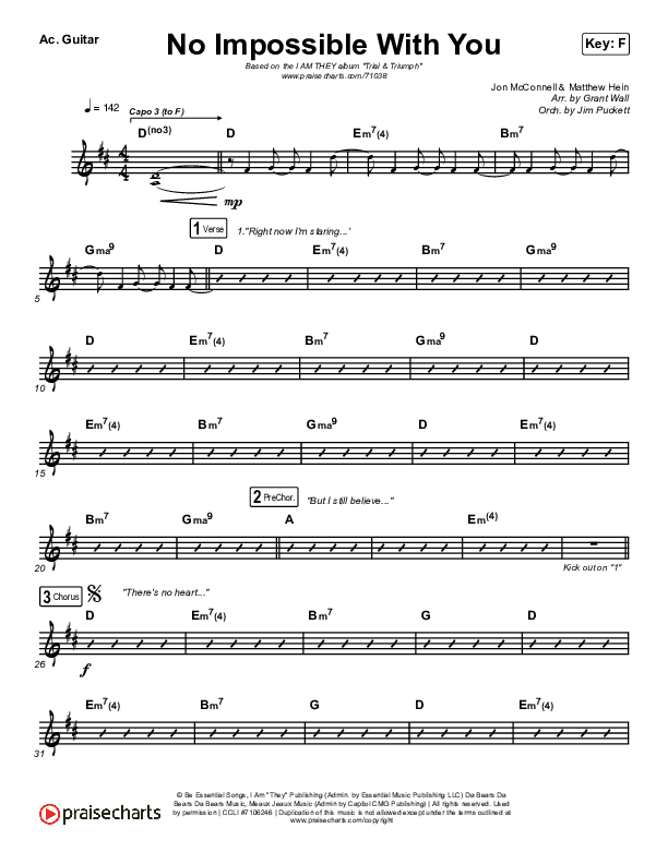 No Impossible With You Acoustic Guitar (I Am They)