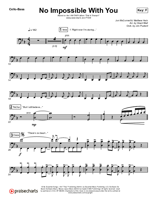 No Impossible With You Cello/Bass (I Am They)