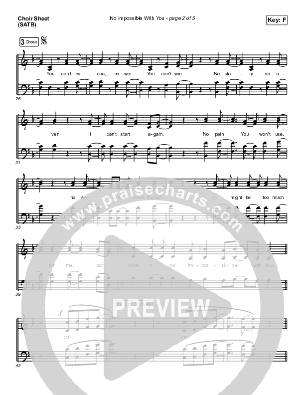No Impossible With You Choir Sheet (SATB) (I Am They)