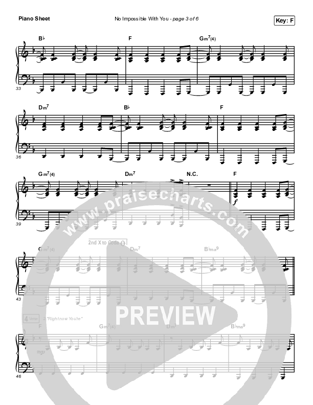 No Impossible With You Piano Sheet (I Am They)