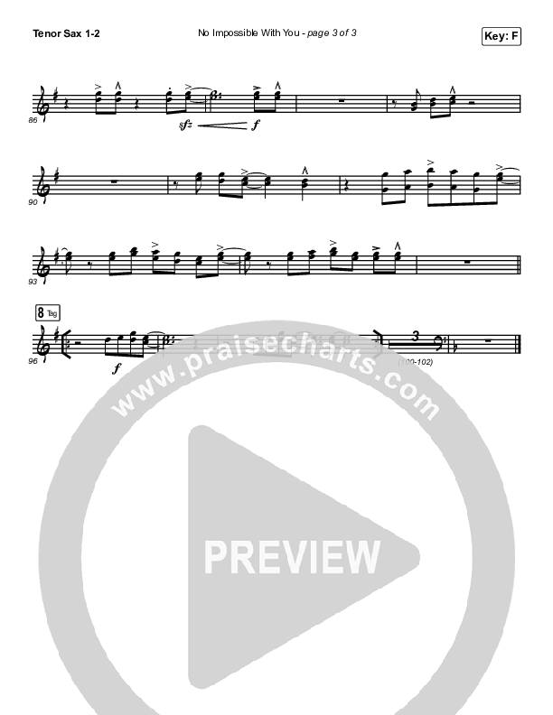 No Impossible With You Tenor Sax 1/2 (I Am They)