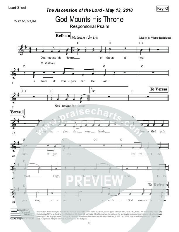 God Mounts His Throne (Psalm 47) Lead Sheet (Victor Rodriguez)