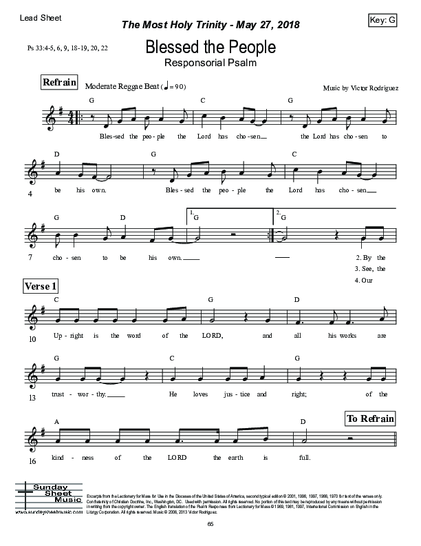 Blessed The People (Psalm 33) Lead Sheet (Victor Rodriguez)