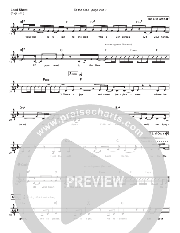 To The One Lead Sheet (Melody) (I Am They)