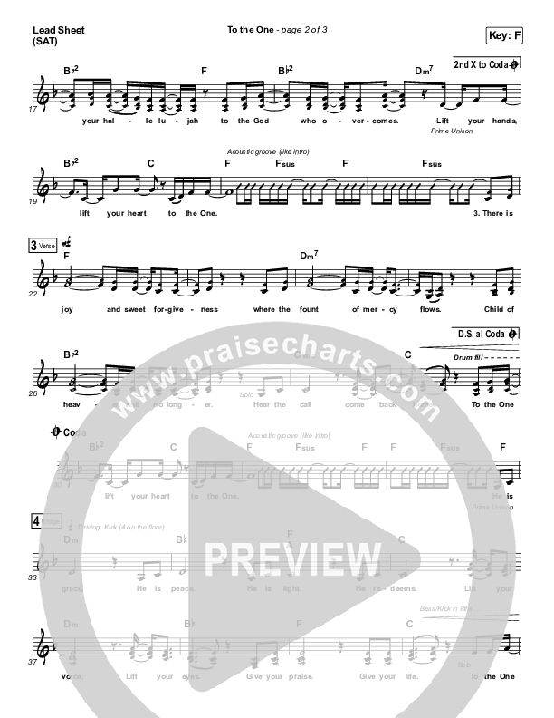 To The One Lead Sheet (SAT) (I Am They)