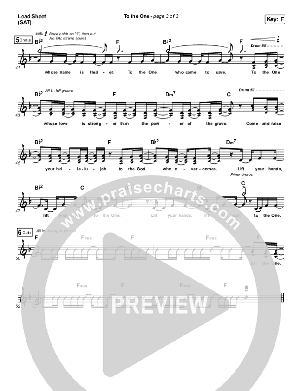 To The One Lead Sheet (SAT) (I Am They)