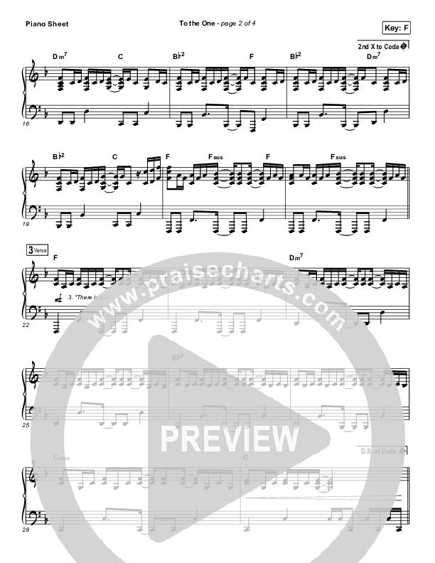 To The One Piano Sheet (I Am They)