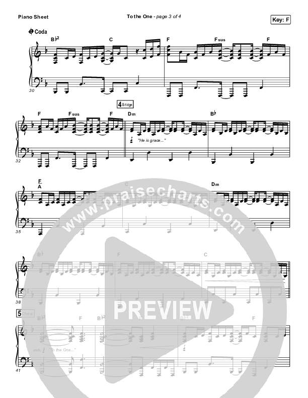 To The One Piano Sheet (I Am They)