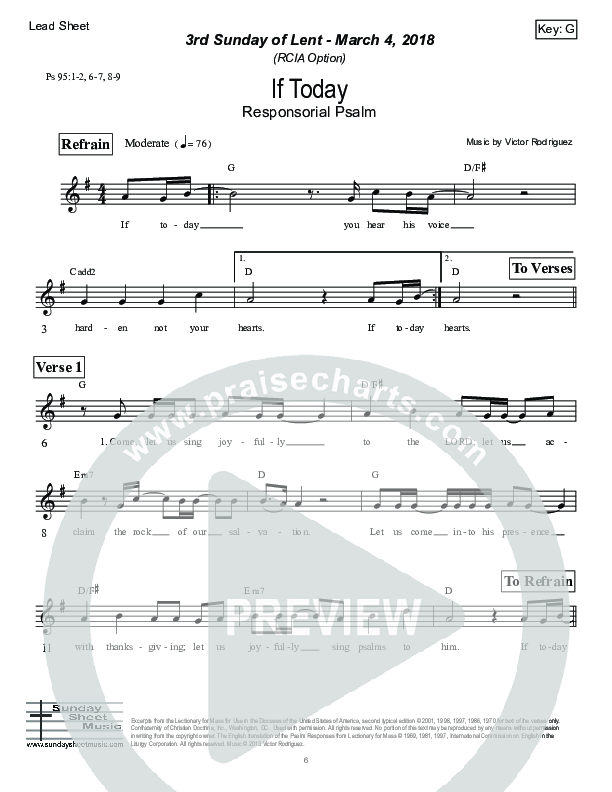 If Today (Psalm 95) Lead Sheet (Victor Rodriguez)