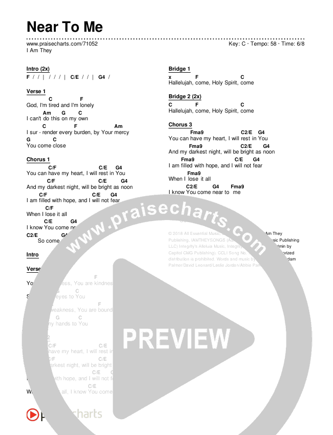 Near To Me Chords & Lyrics (I Am They)