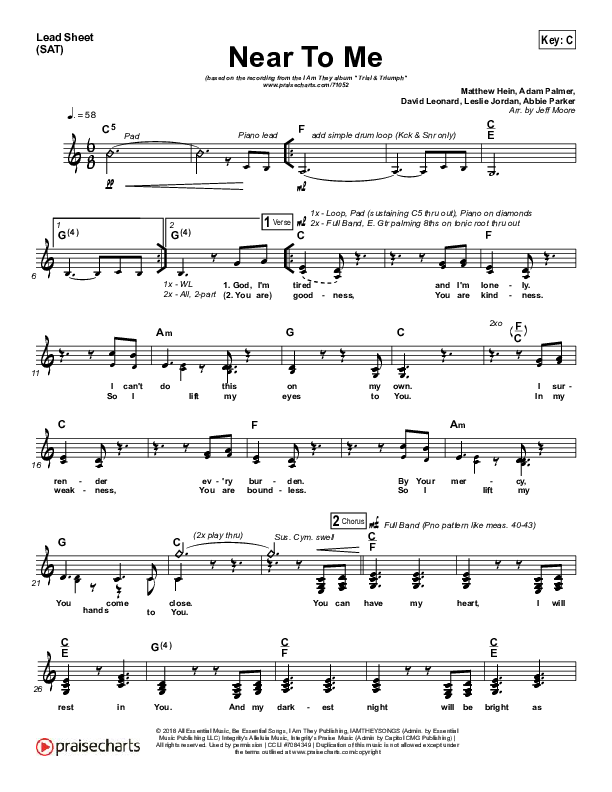 Near To Me Lead Sheet (SAT) (I Am They)