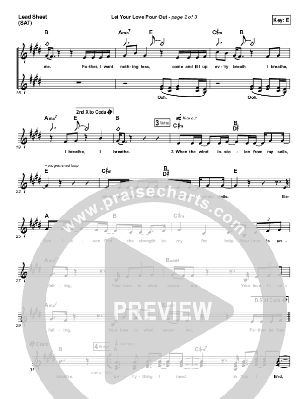 Let Your Love Pour Out Lead Sheet (SAT) (I Am They)