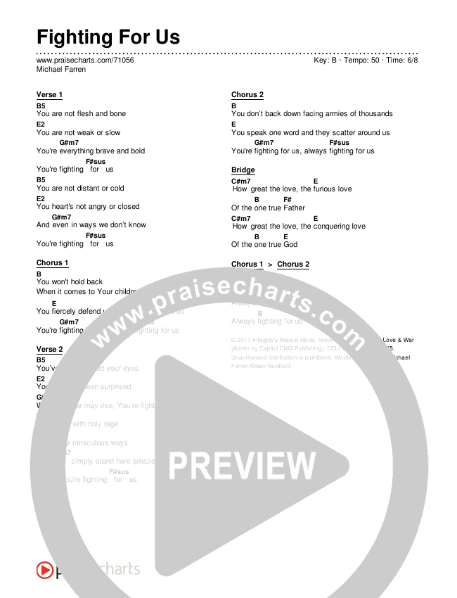 Fighting For Us Chords & Lyrics (Michael Farren)