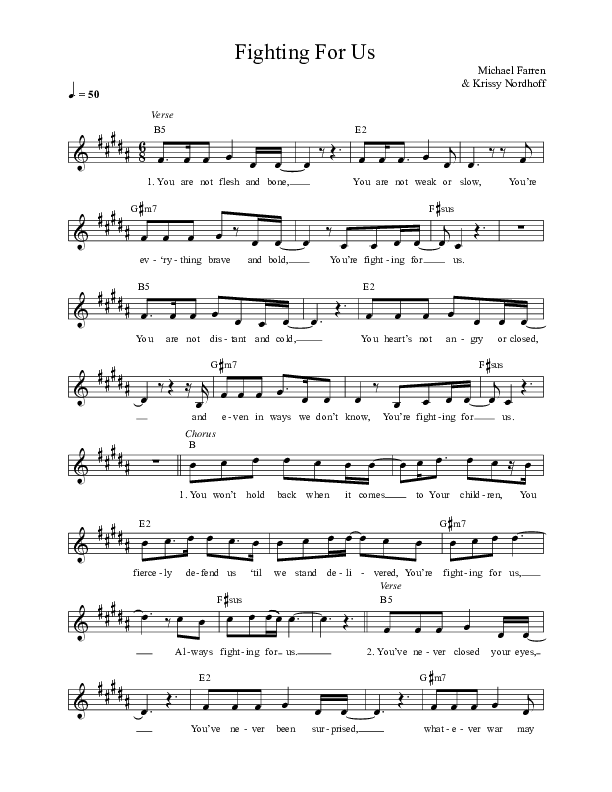Fighting For Us Lead Sheet (Michael Farren)