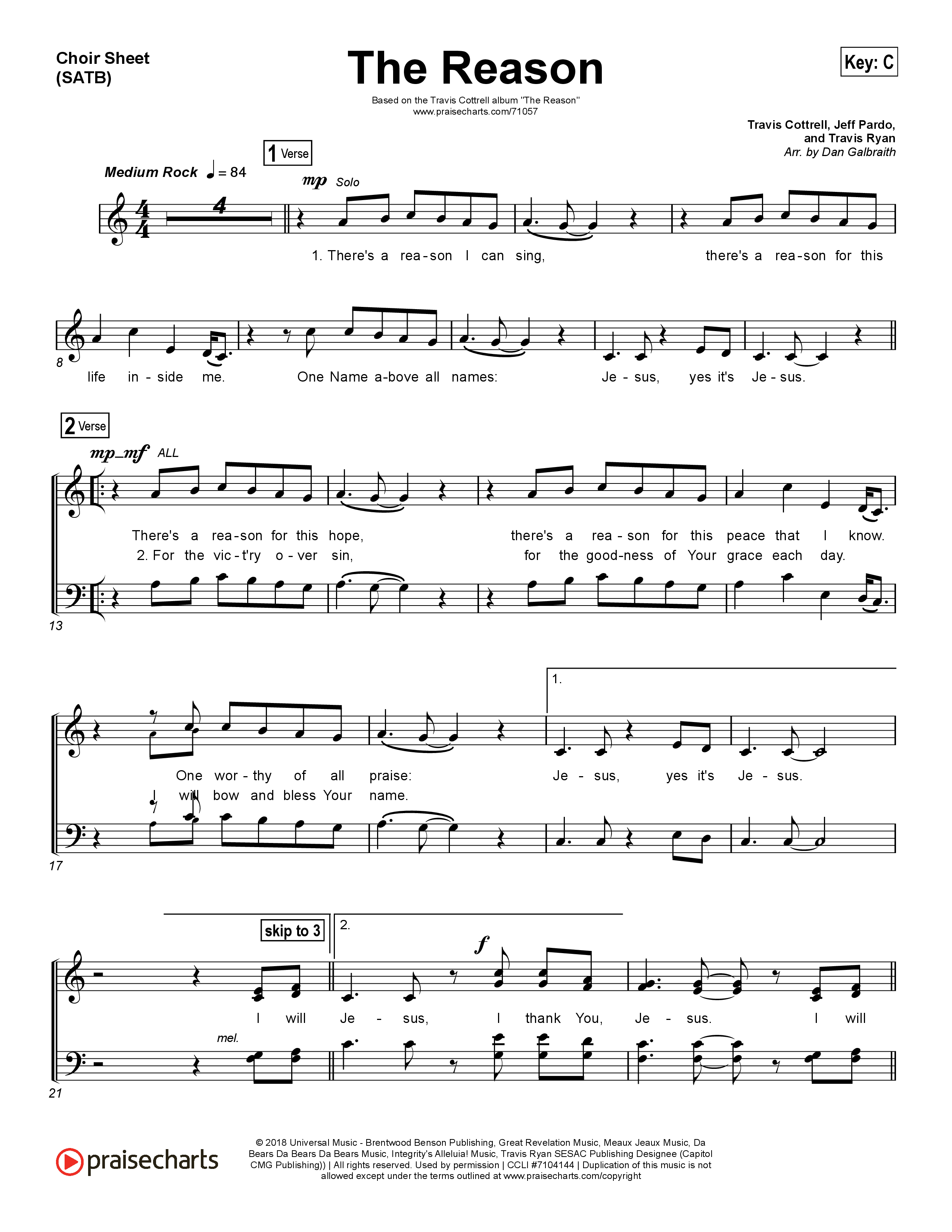 The Reason Choir Vocals (SATB) (Travis Cottrell)