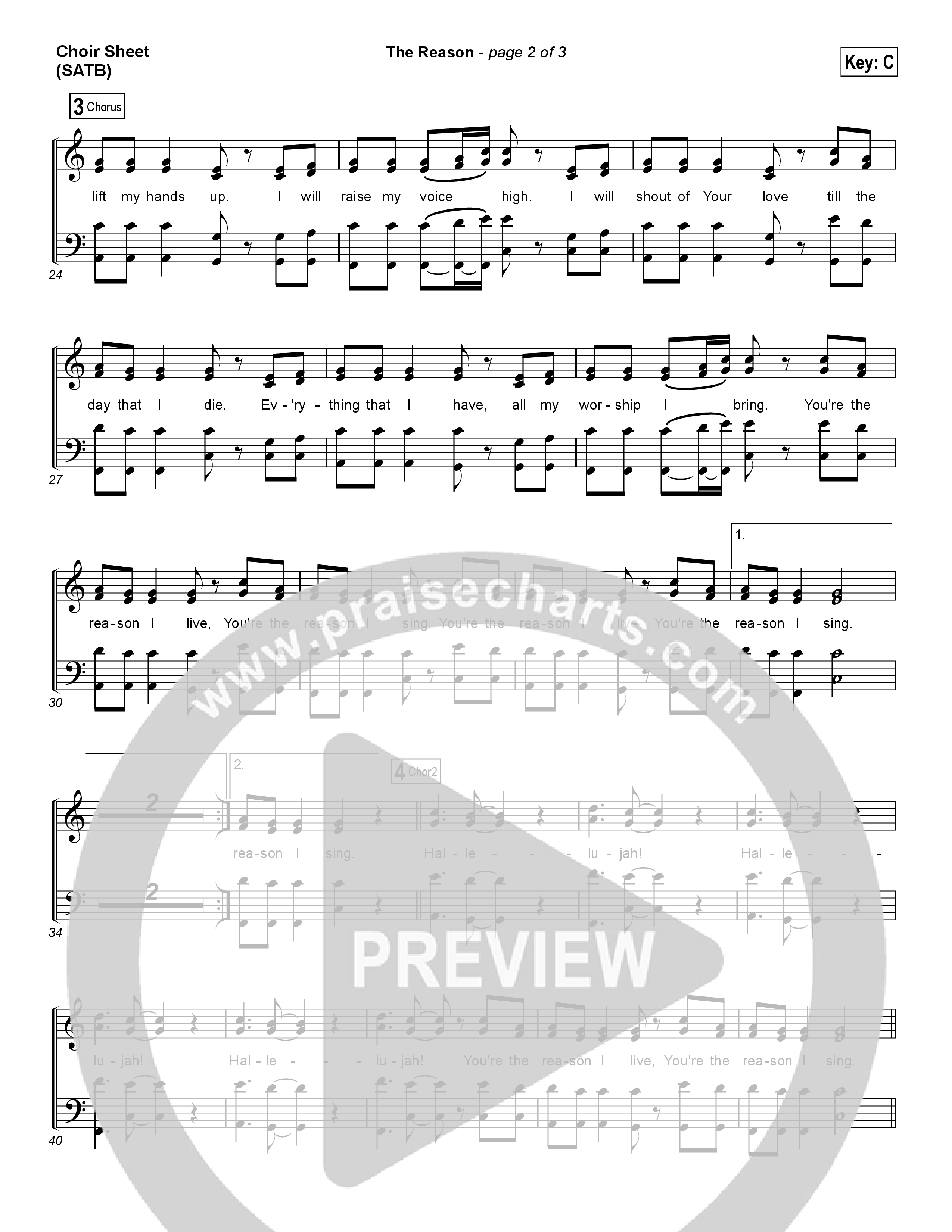 The Reason Choir Vocals (SATB) (Travis Cottrell)