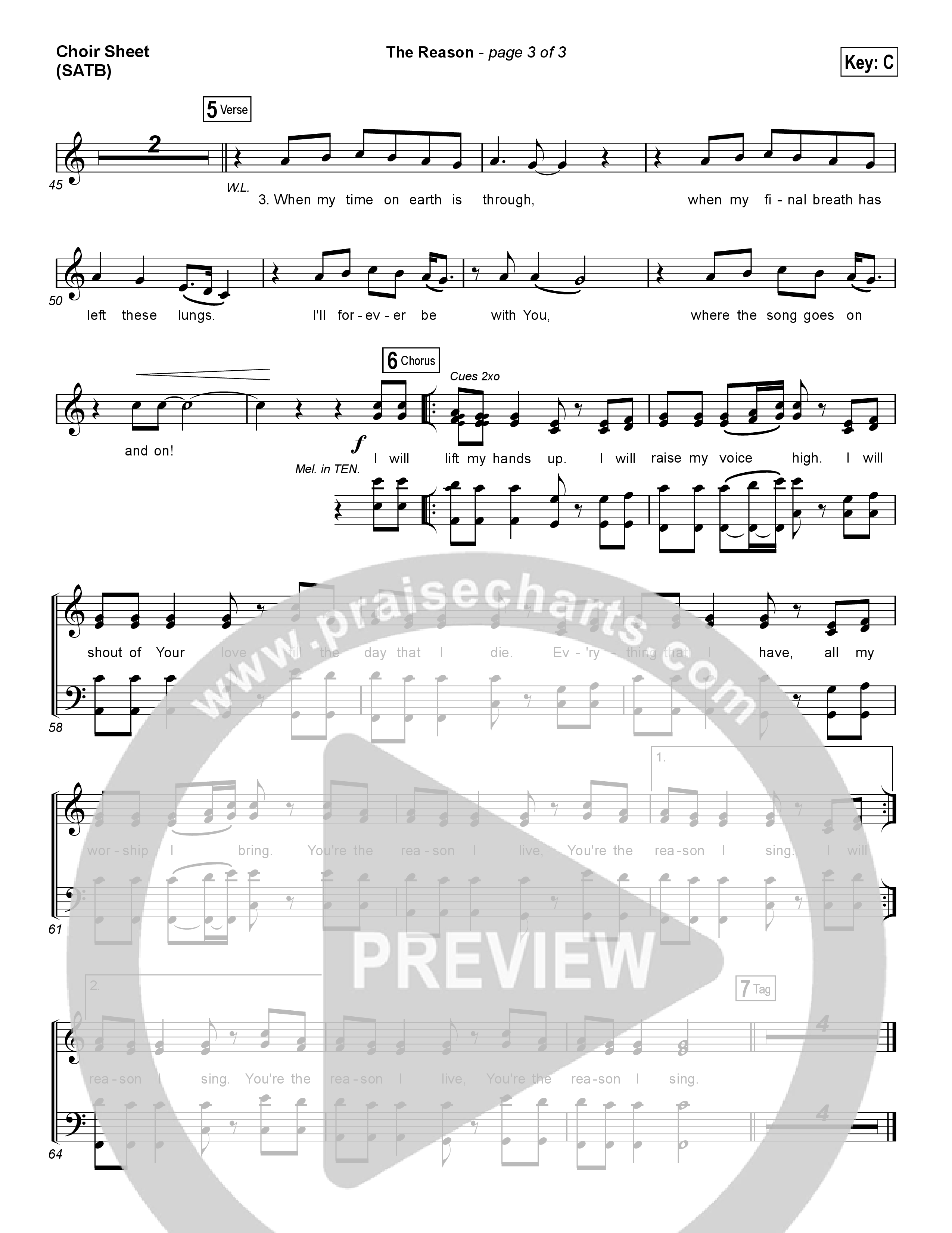 The Reason Choir Vocals (SATB) (Travis Cottrell)