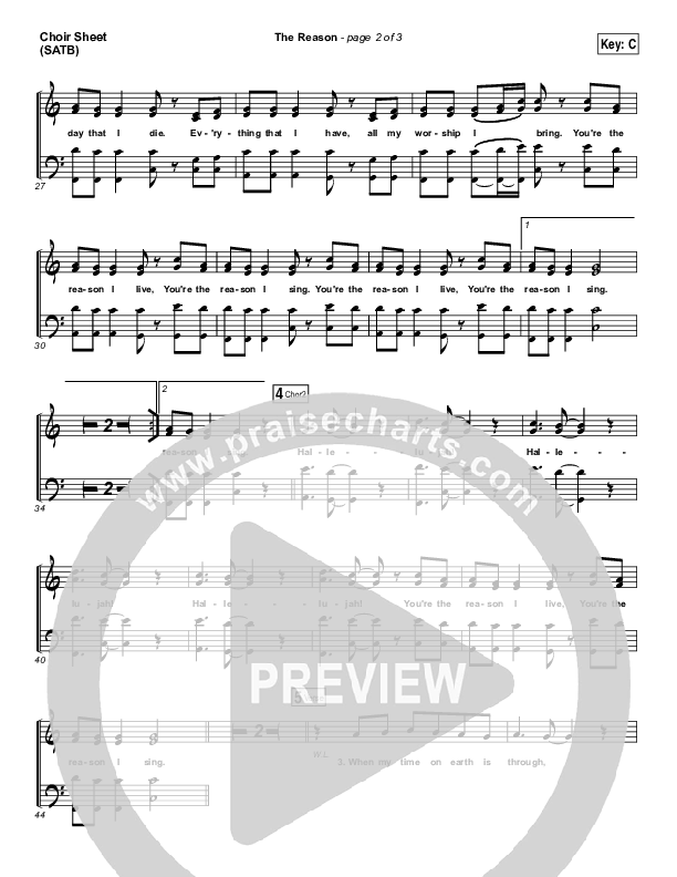 The Reason Choir Sheet (SATB) (Travis Cottrell)