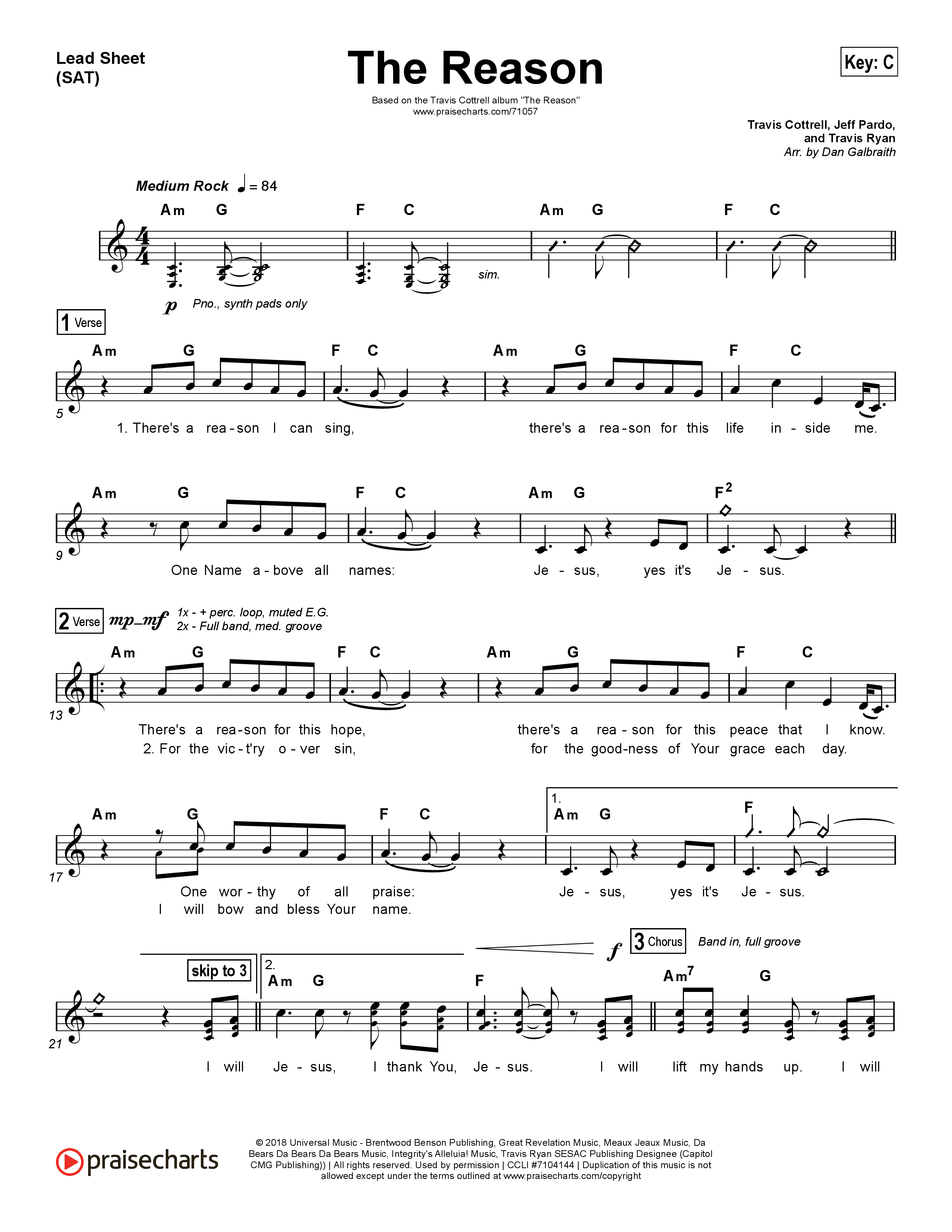The Reason Lead Sheet (SAT) (Travis Cottrell)