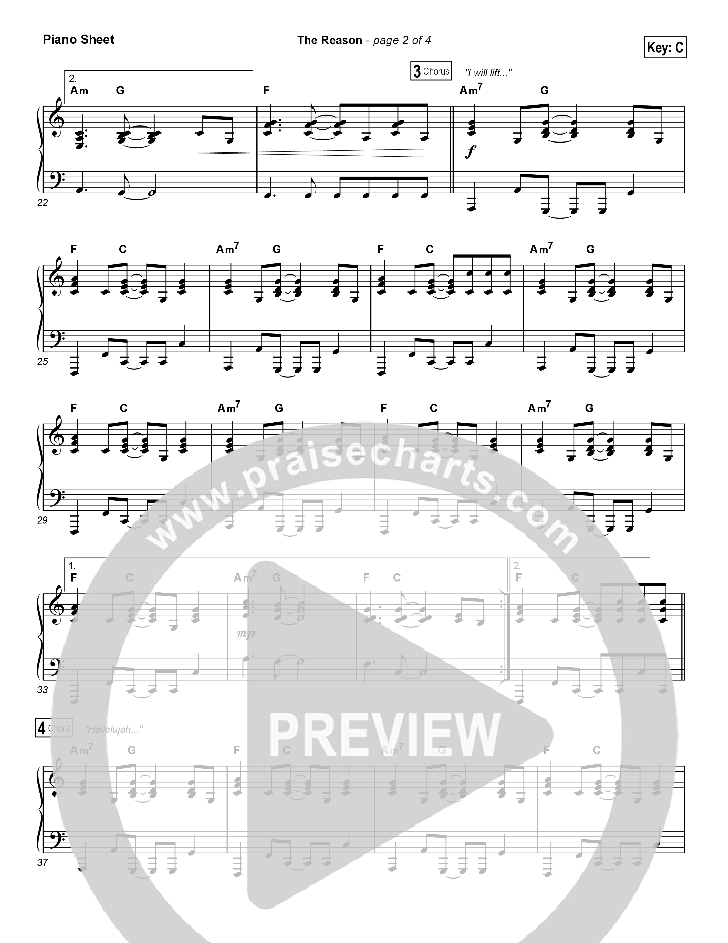 The Reason Piano Sheet (Travis Cottrell)