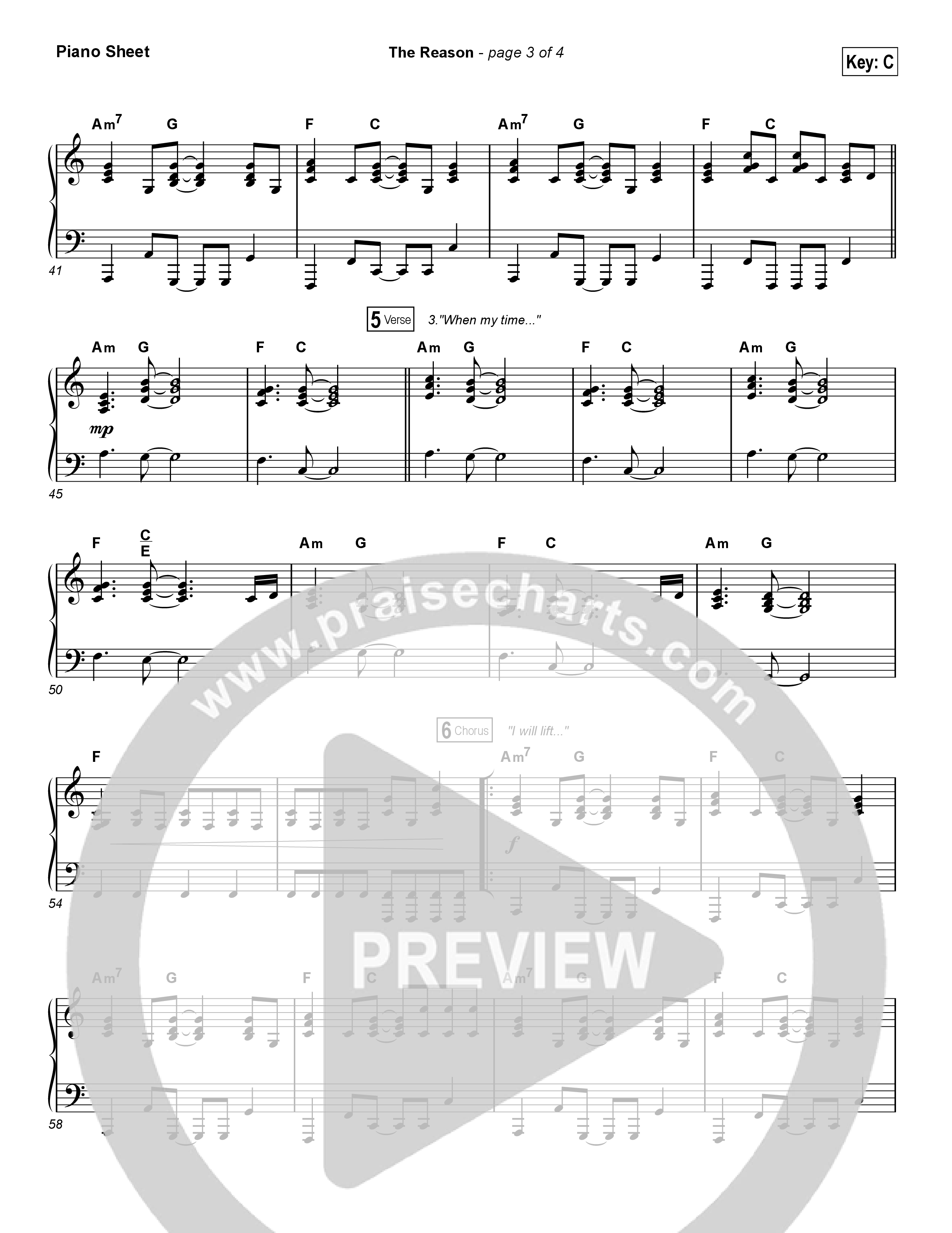 The Reason Piano Sheet (Travis Cottrell)
