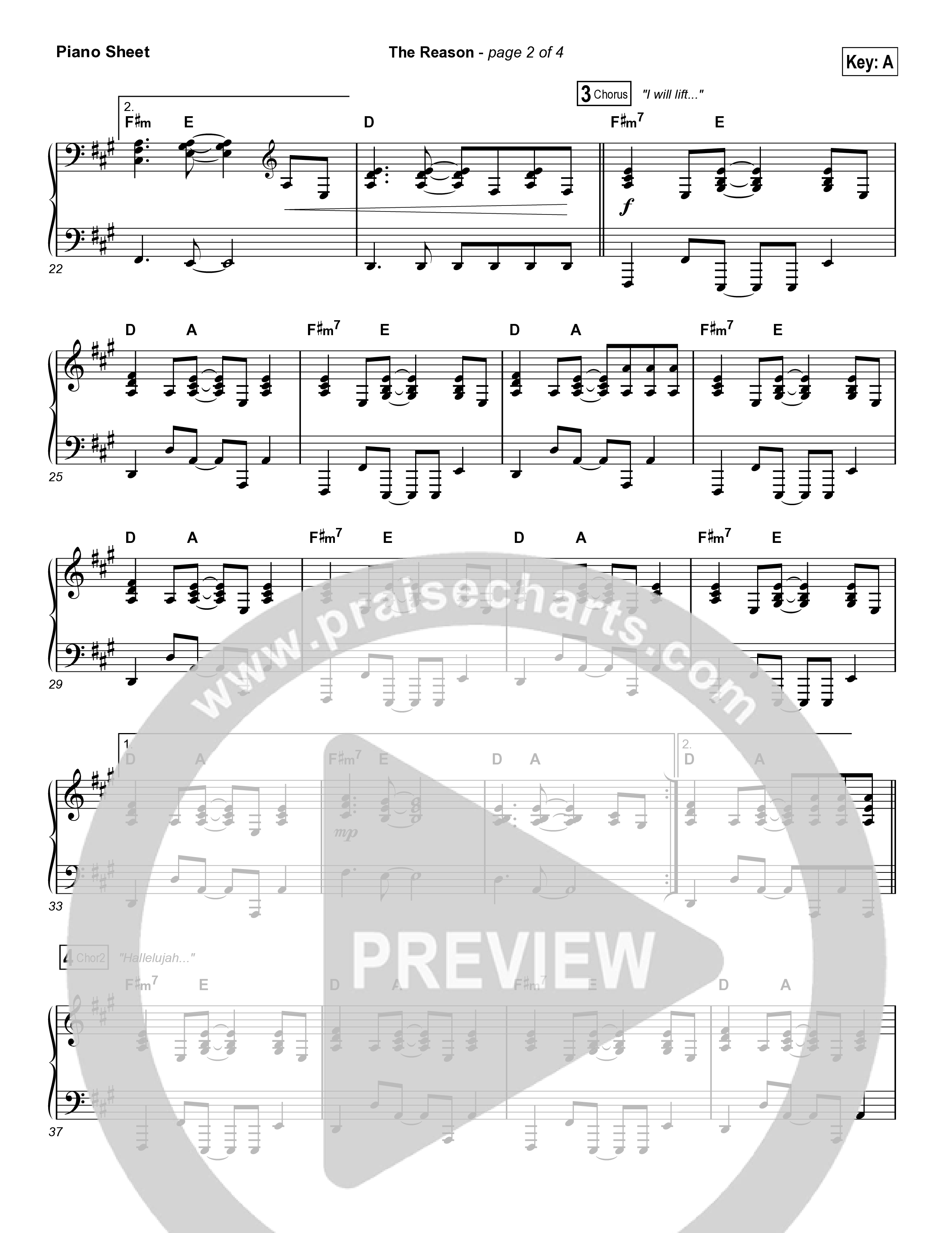 The Reason Piano Sheet (Travis Cottrell)