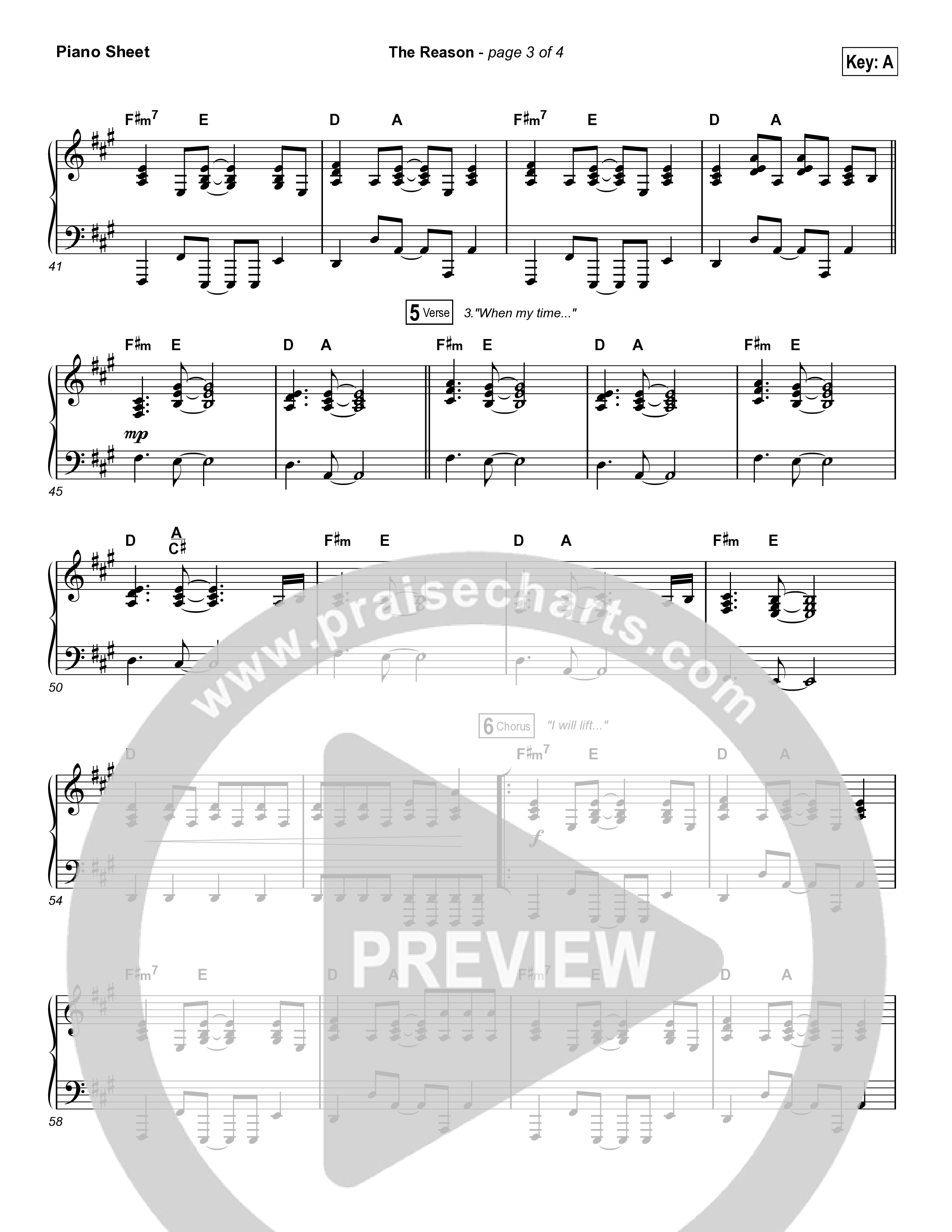 The Reason Piano Sheet (Travis Cottrell)