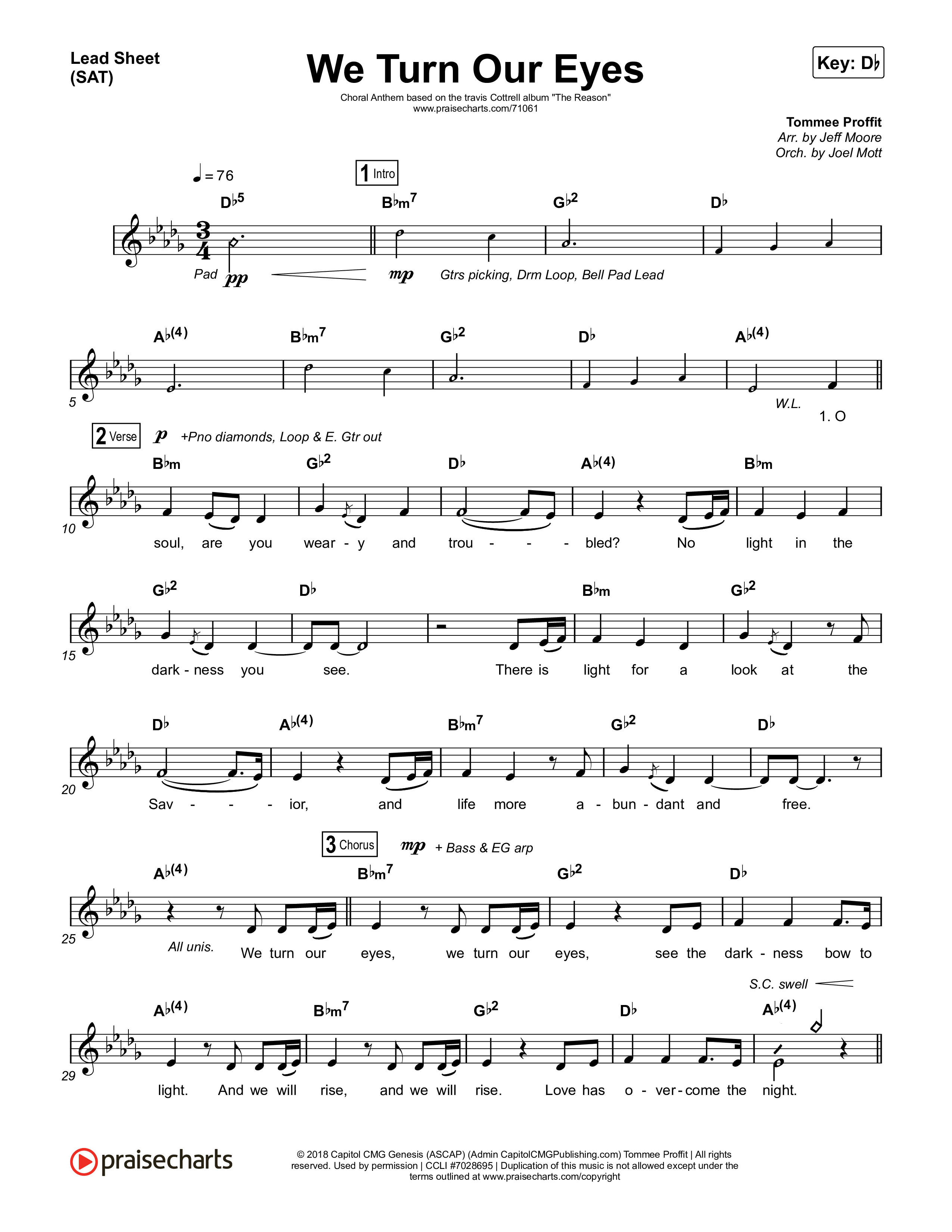 We Turn Our Eyes Lead Sheet (SAT) (Travis Cottrell)