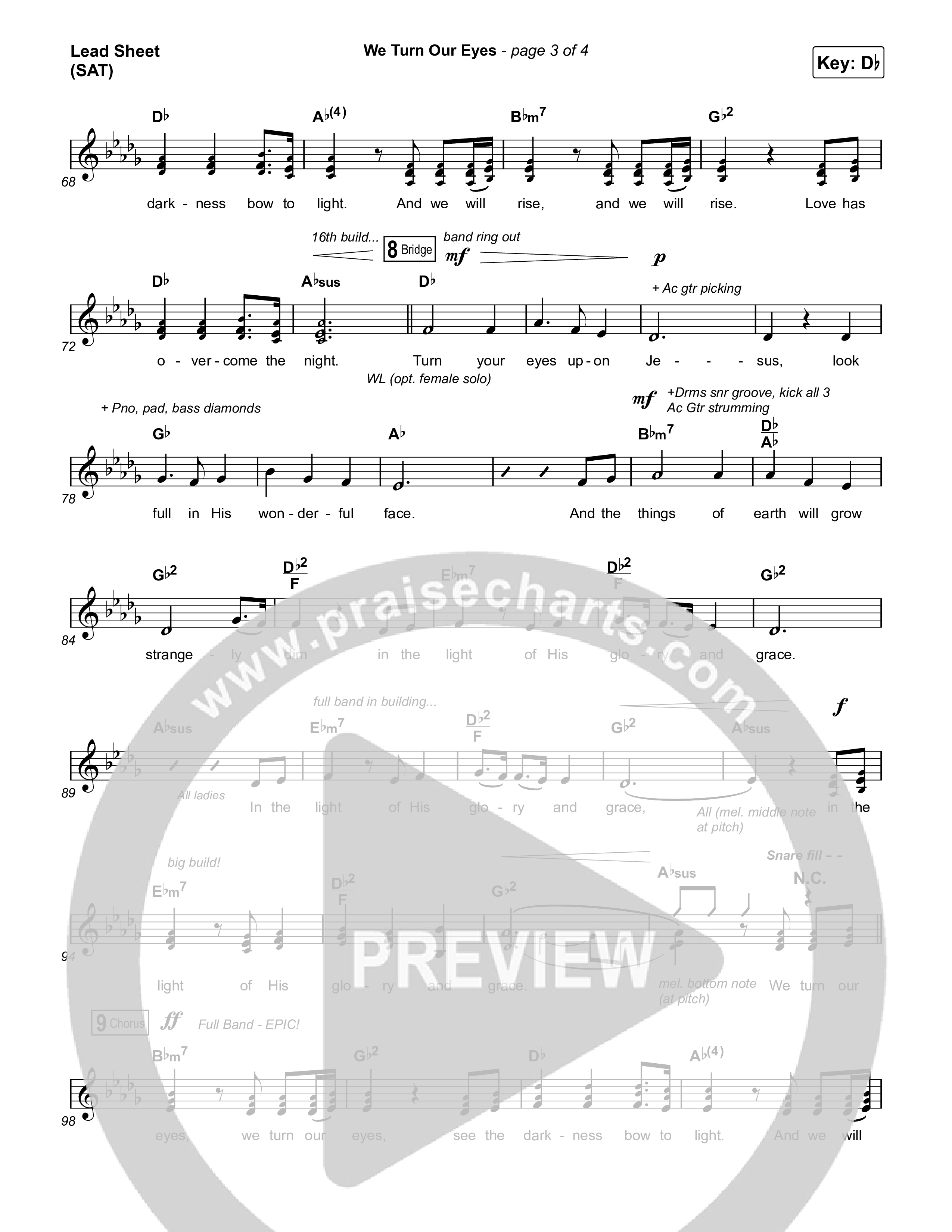 We Turn Our Eyes Lead Sheet (SAT) (Travis Cottrell)