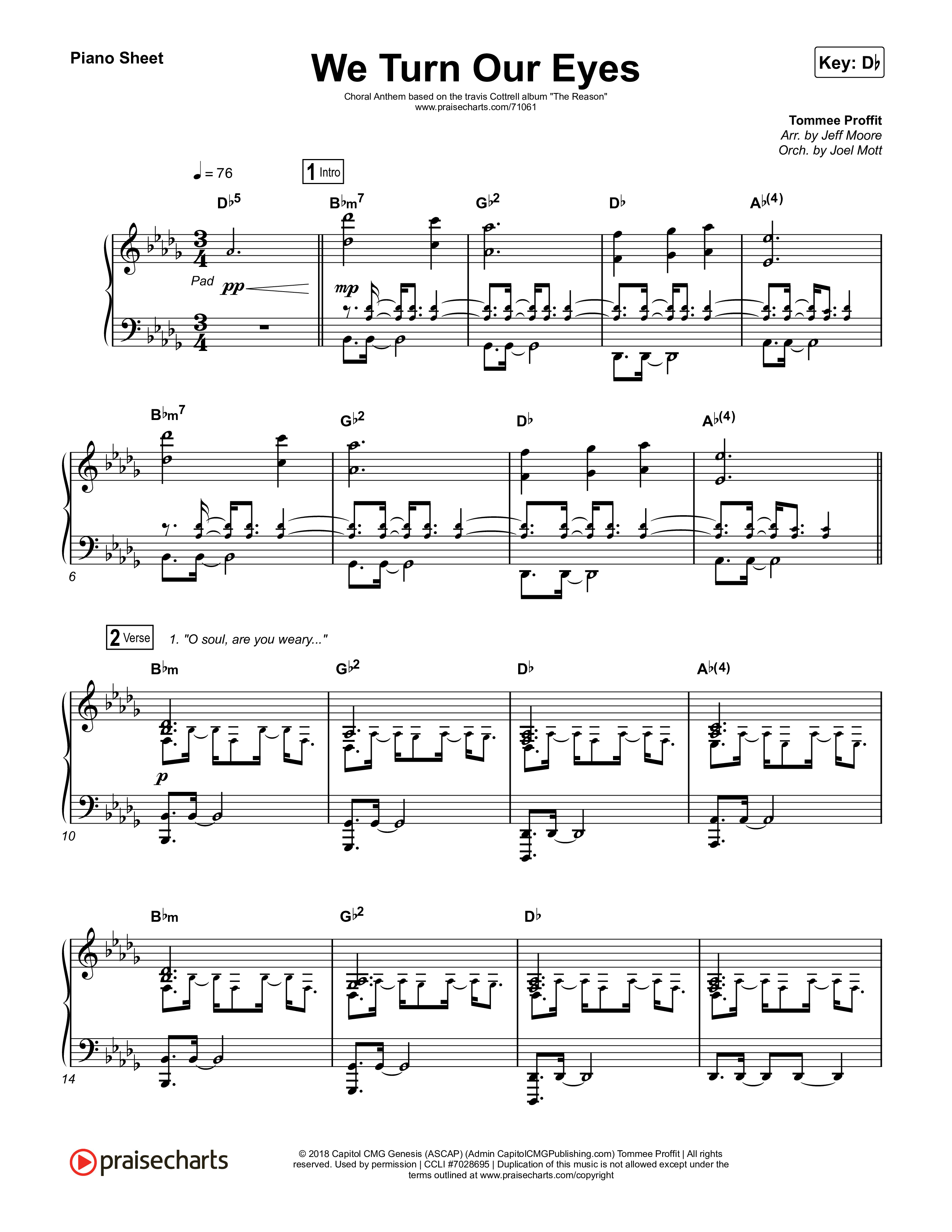 We Turn Our Eyes Piano Sheet (Travis Cottrell)