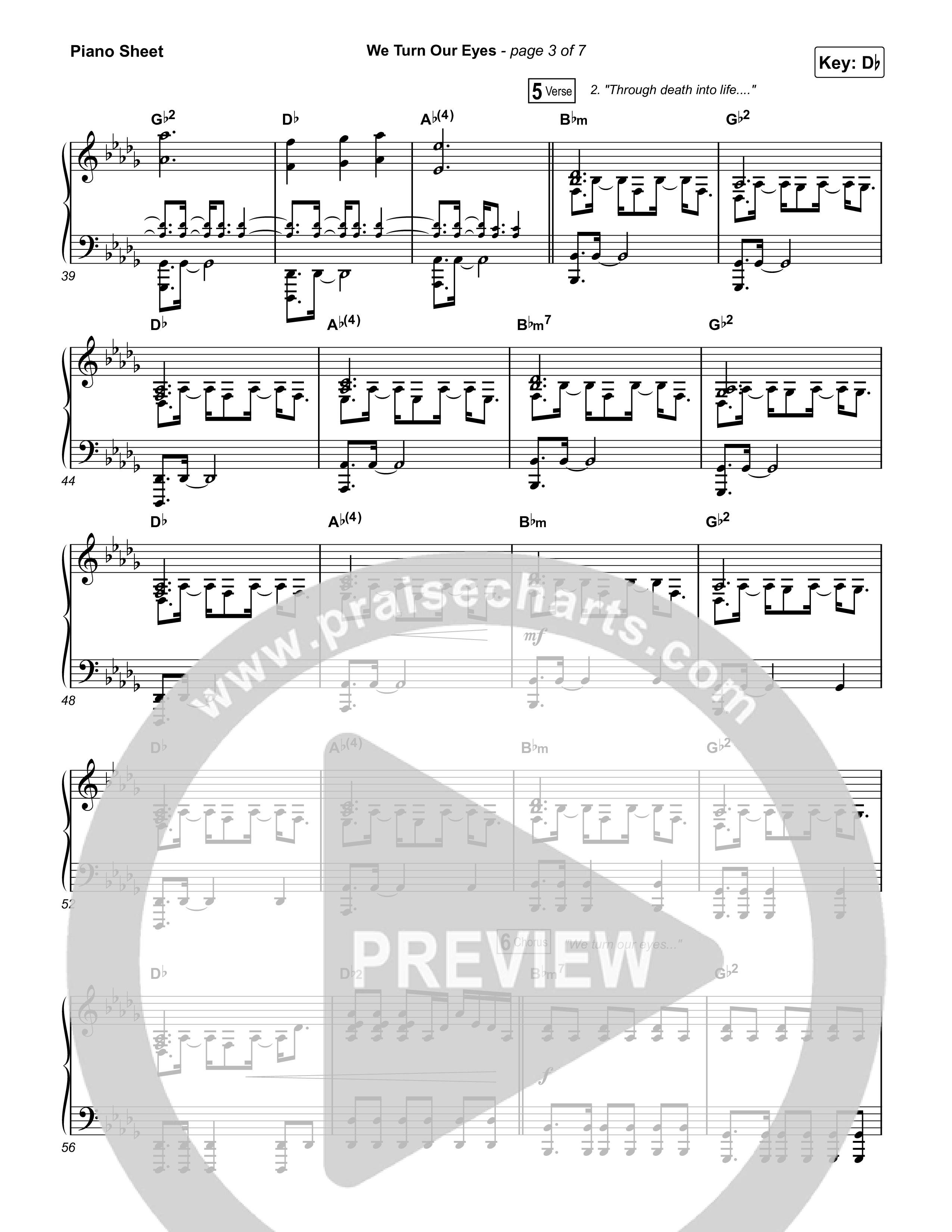 We Turn Our Eyes Piano Sheet (Travis Cottrell)
