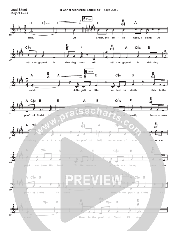 In Christ Alone / Solid Rock (Medley) Lead Sheet (Melody) (Travis Cottrell)