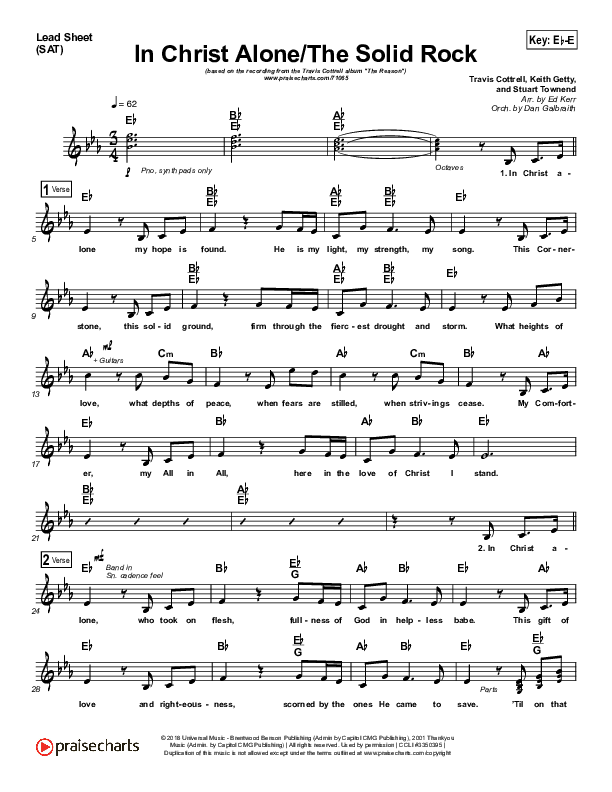 In Christ Alone / Solid Rock (Medley) Lead Sheet (SAT) (Travis Cottrell)