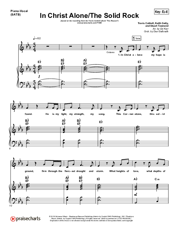 In Christ Alone / Solid Rock (Medley) Piano/Vocal (SATB) (Travis Cottrell)