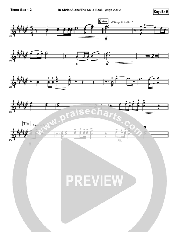 In Christ Alone / Solid Rock (Medley) Tenor Sax 1,2 (Travis Cottrell)