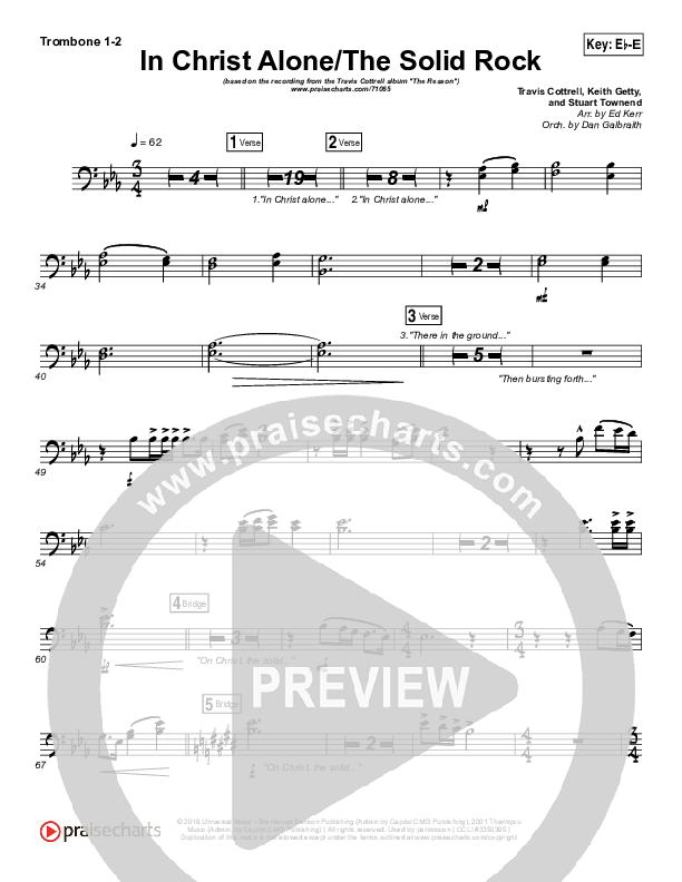In Christ Alone / Solid Rock (Medley) Trombone 1,2 (Travis Cottrell)