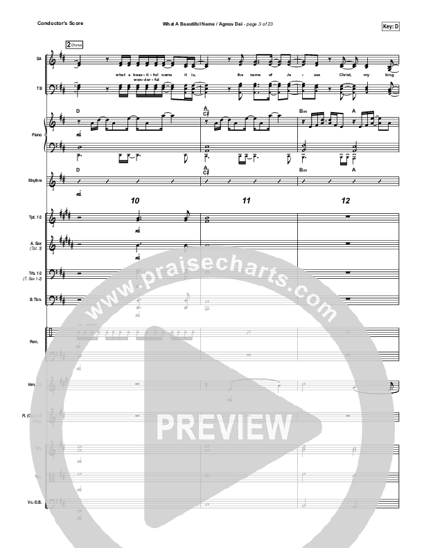 What A Beautiful Name / Agnus Dei (Medley) Conductor's Score (Travis Cottrell)