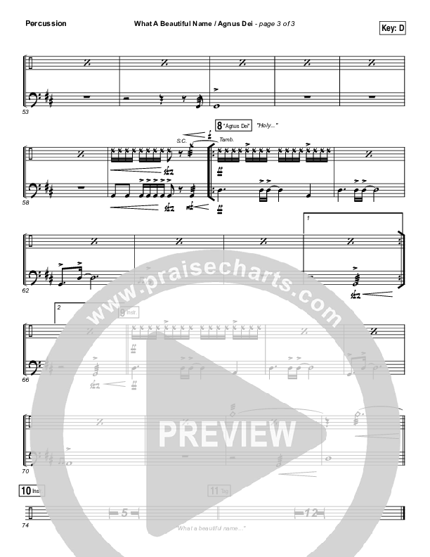 What A Beautiful Name / Agnus Dei (Medley) Percussion (Travis Cottrell)