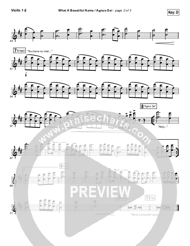 What A Beautiful Name / Agnus Dei (Medley) Violin Sheet Music PDF