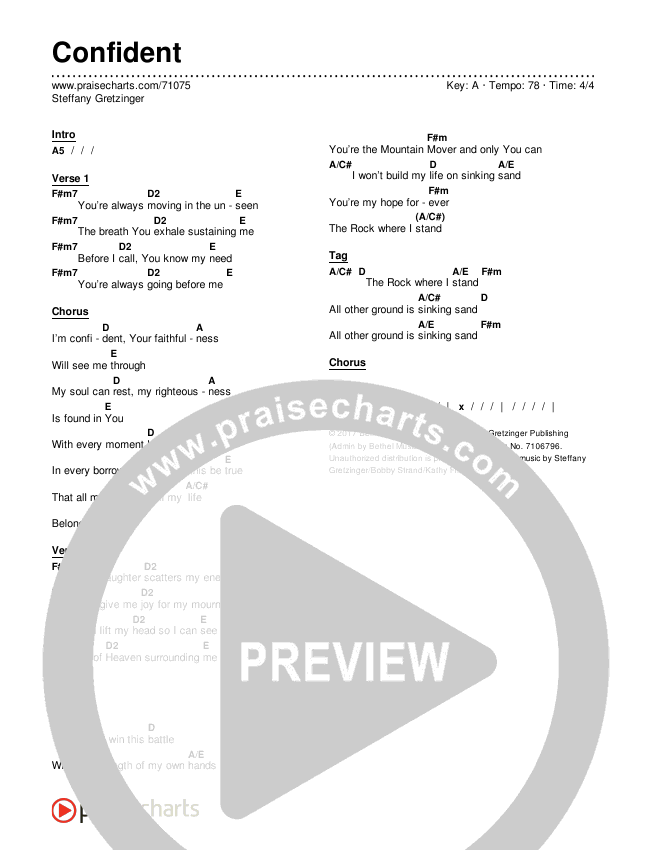 Confident Chords & Lyrics (Steffany Gretzinger)
