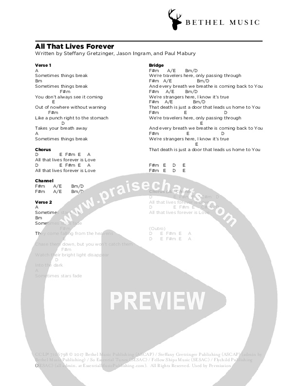 All That Lives Forever Chords & Lyrics (Steffany Gretzinger)