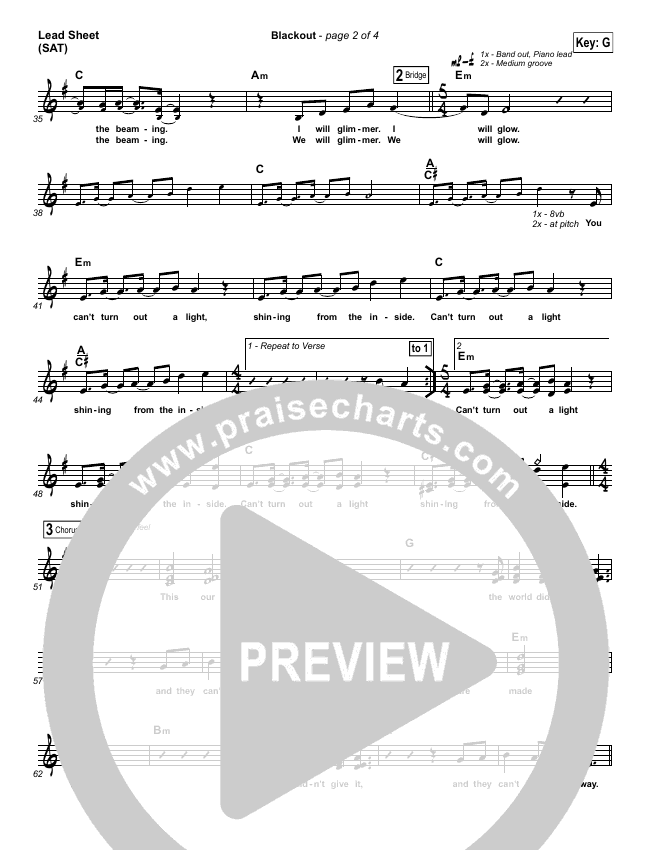 Blackout Sheet Music (Steffany Gretzinger) - PraiseCharts