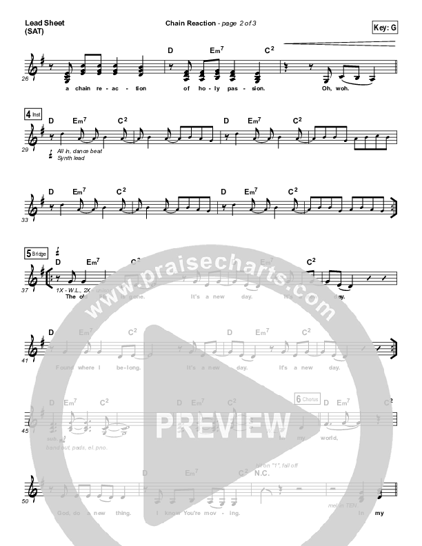 Chain Reaction Lead Sheet (SAT) (River Valley Worship)