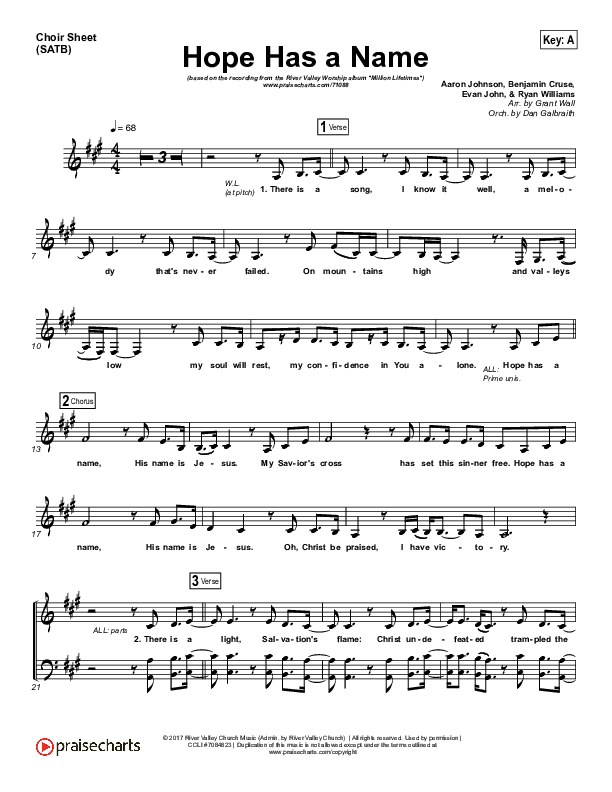 Hope Has A Name Choir Sheet (SATB) (River Valley Worship)