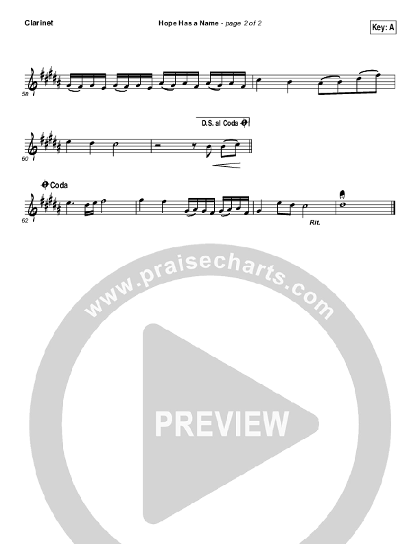 Hope Has A Name Clarinet (River Valley Worship)