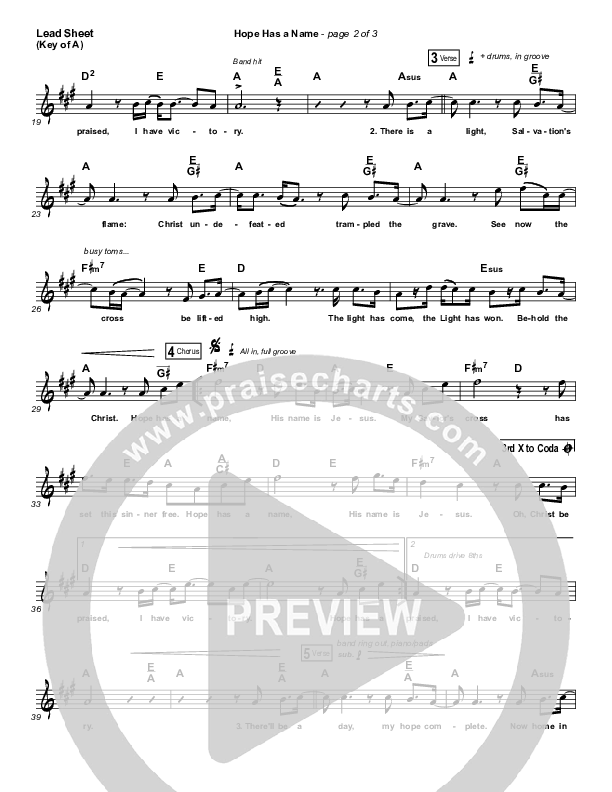 Hope Has A Name Lead Sheet (Melody) (River Valley Worship)