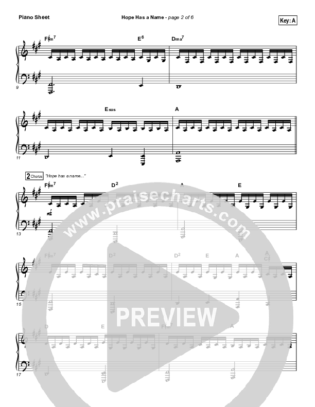 Hope Has A Name Piano Sheet (River Valley Worship)