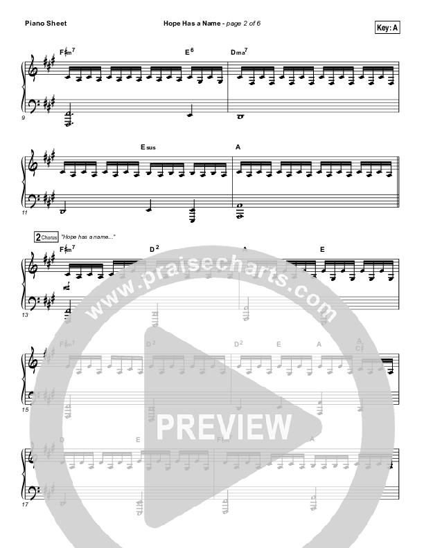 Hope Has A Name Piano Sheet (River Valley Worship)