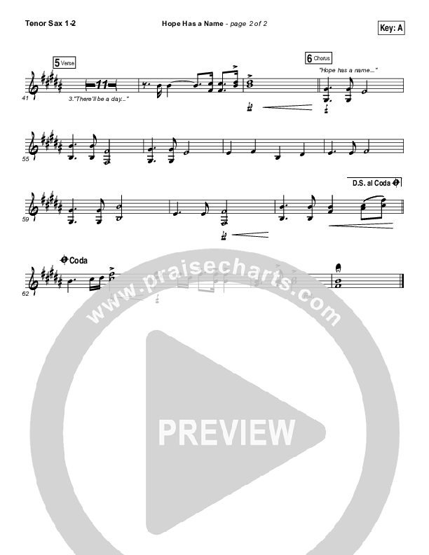 Hope Has A Name Tenor Sax 1/2 (River Valley Worship)