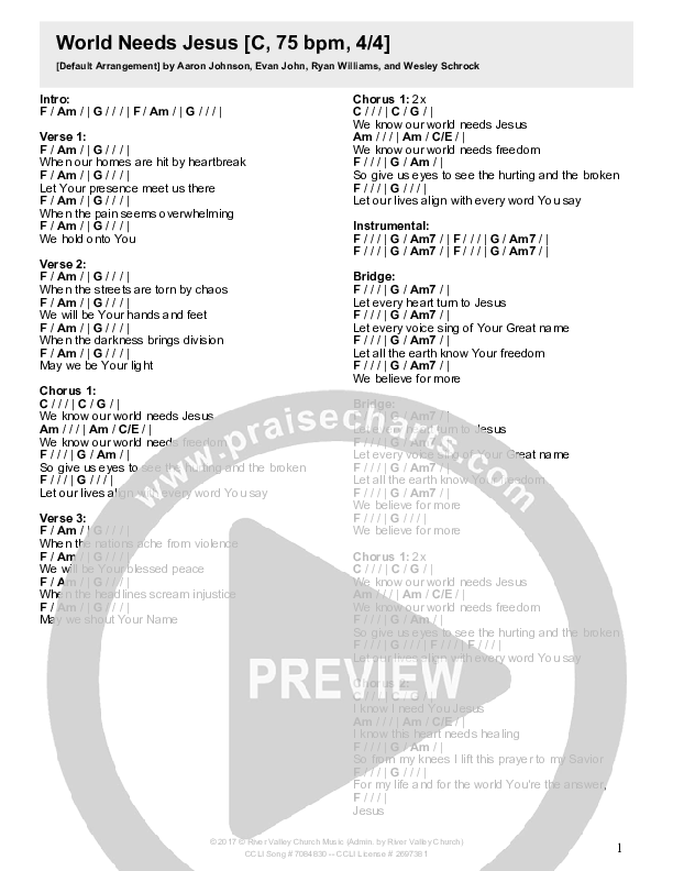 World Needs Jesus Chords & Lyrics (River Valley Worship)
